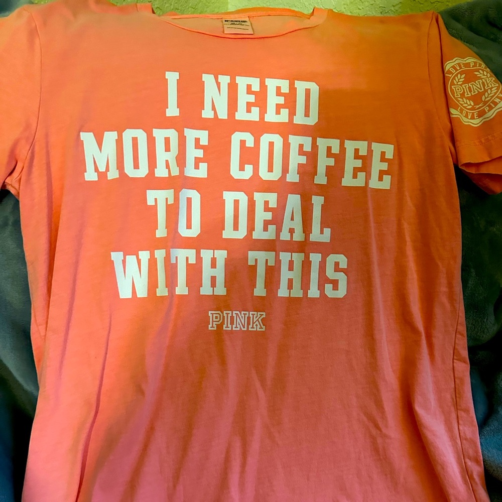 Pink extra small T-shirt
I need more coffee to deal with this
Color is peach
